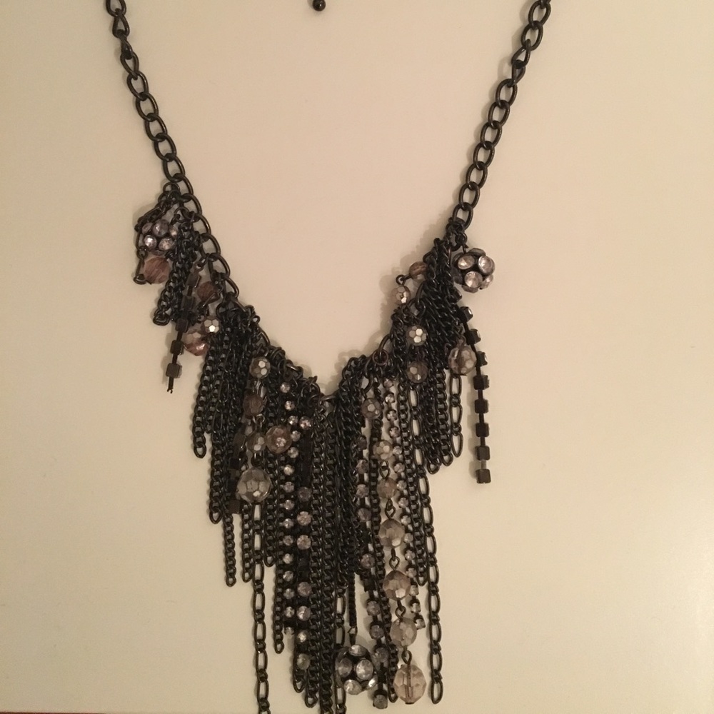 H&M metallic black necklace